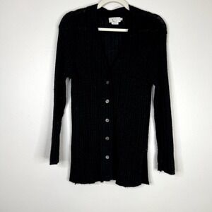 Vintage Top Knit Alpaca Blend Button Front Cardigan Sweater Longline Side Split